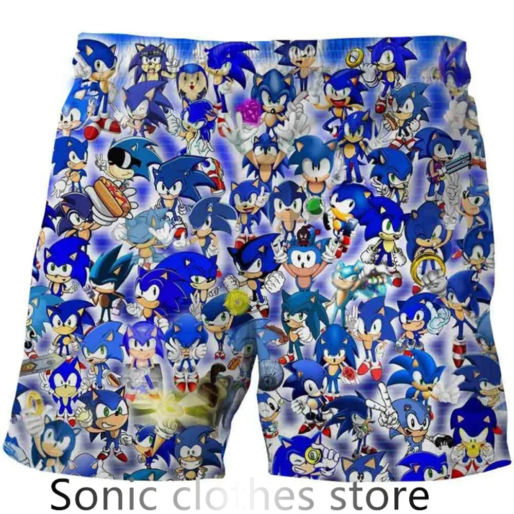 2024 New Anime Kids Sonic Shorts Fashion Boys Girls Clothes Harajuku Cute Baby Cartoon Casual Summer Boy Women Beach Pants