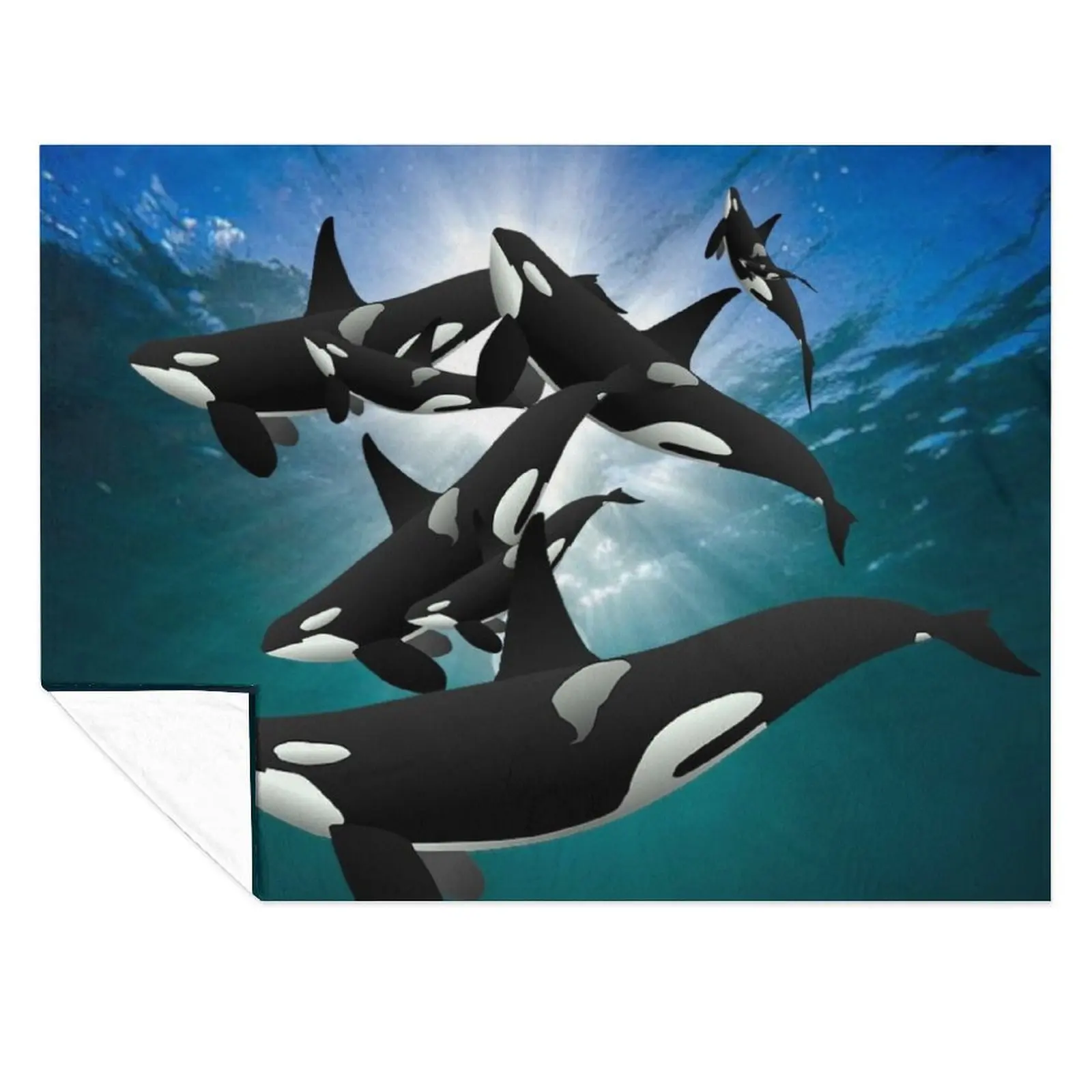 

Ocean Orcas, Killer Whales and Calves Throw Blanket Winter beds Quilt Personalized Gift Blankets