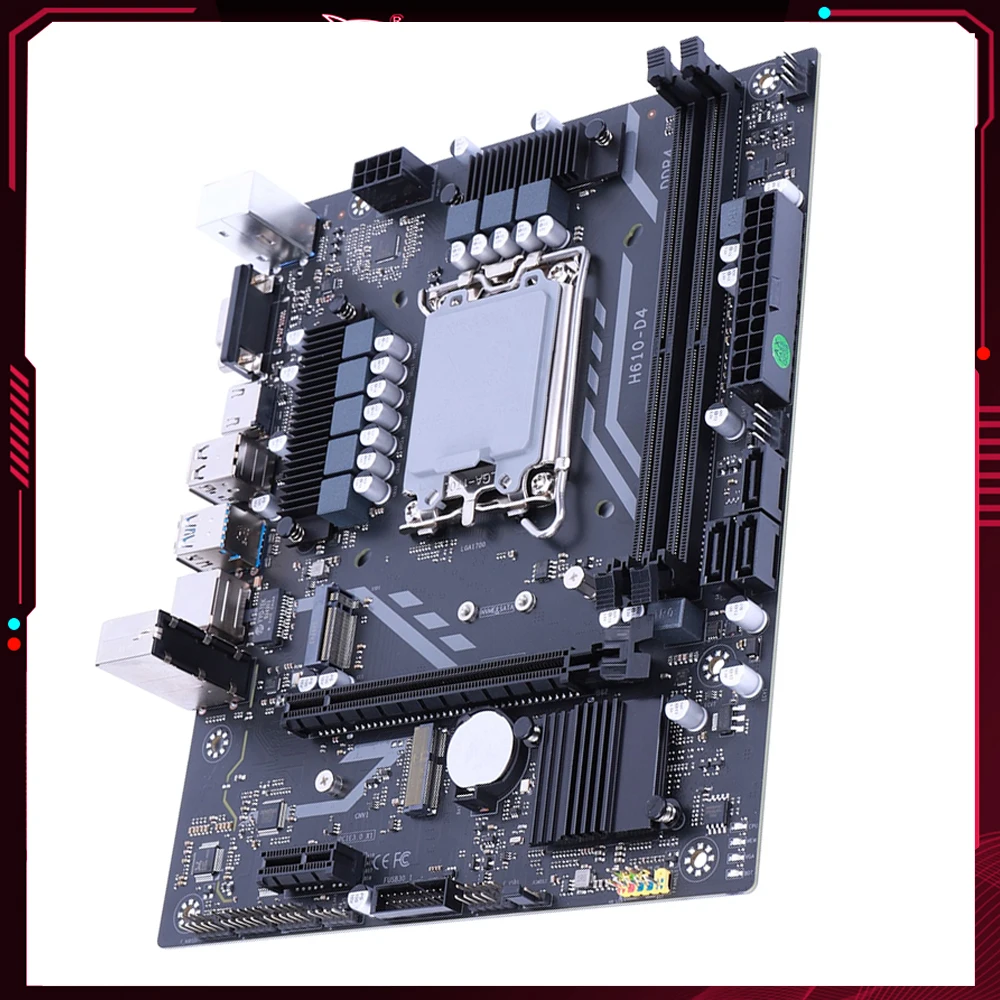 

H610 Motherboard LGA 1700 Set Kit 2*USB2.0 2*USB3.2 3*SATA3.0 Computer Motherboard M.2 WIFI 2*DDR4 64GB Gigabit LAN Motherboard