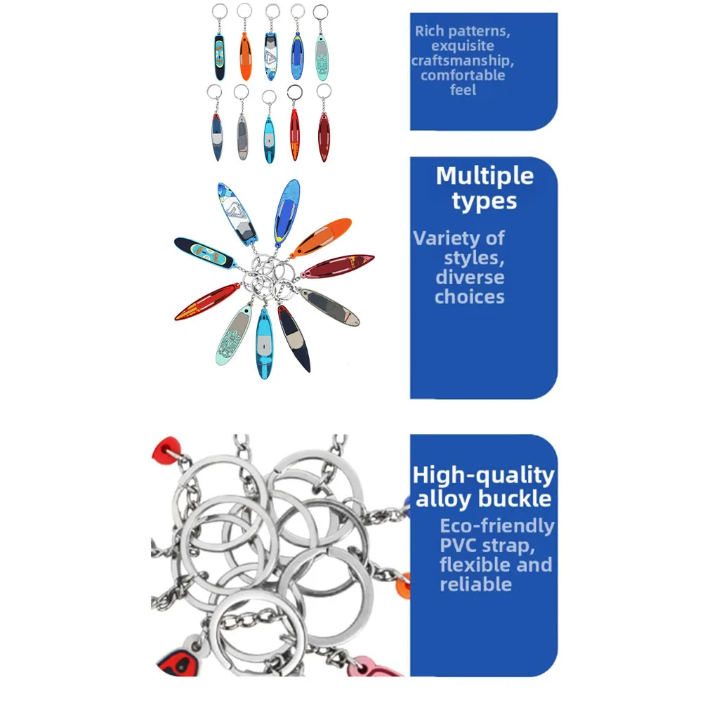 1 Pc Surfboard Keychain Soft Rubber Multiple Styles Backpack Pendant Buckle For Surfing Paddle Key Lock High-end Accessories