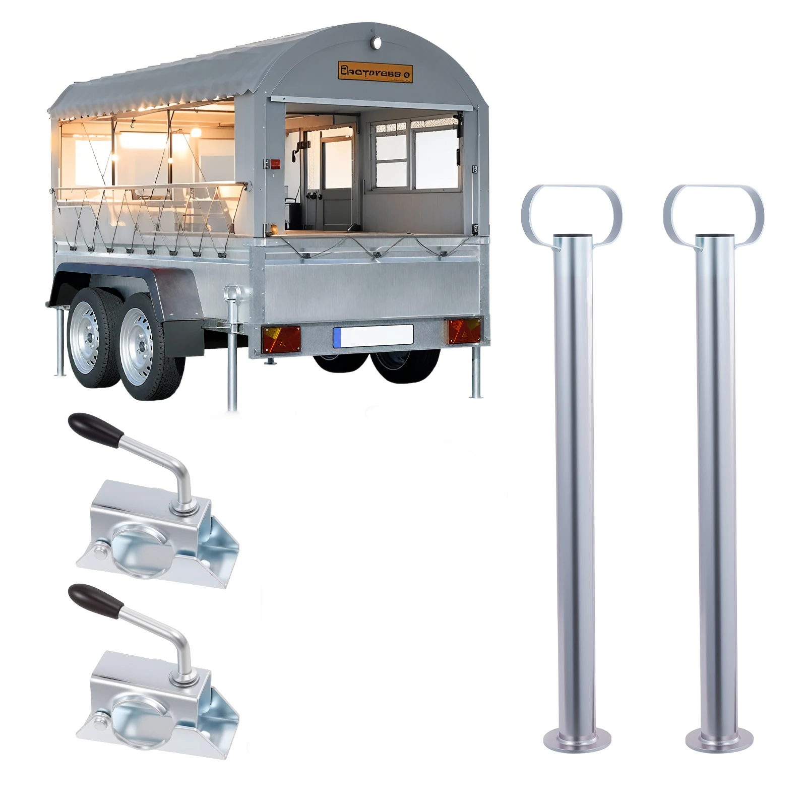 

2PCS Trailer Stabilser Legs With a Handler Caravan Parking Corner Steady Camping RV Prop Stands Parts Accessories
