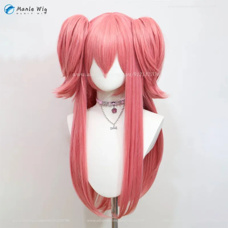 QQ34Anime Momoi Airi 코스프레 핑크 포니테일 내열성 합성 머리 더 점프 + 가발 모자