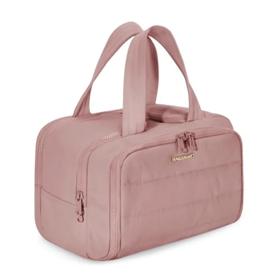 

Travel Toiletry Bag, Lightweight Large Wide-open Travel Bag for Women, Puffy Cosmetic Makeup Bag Organizer with Handle for Acce