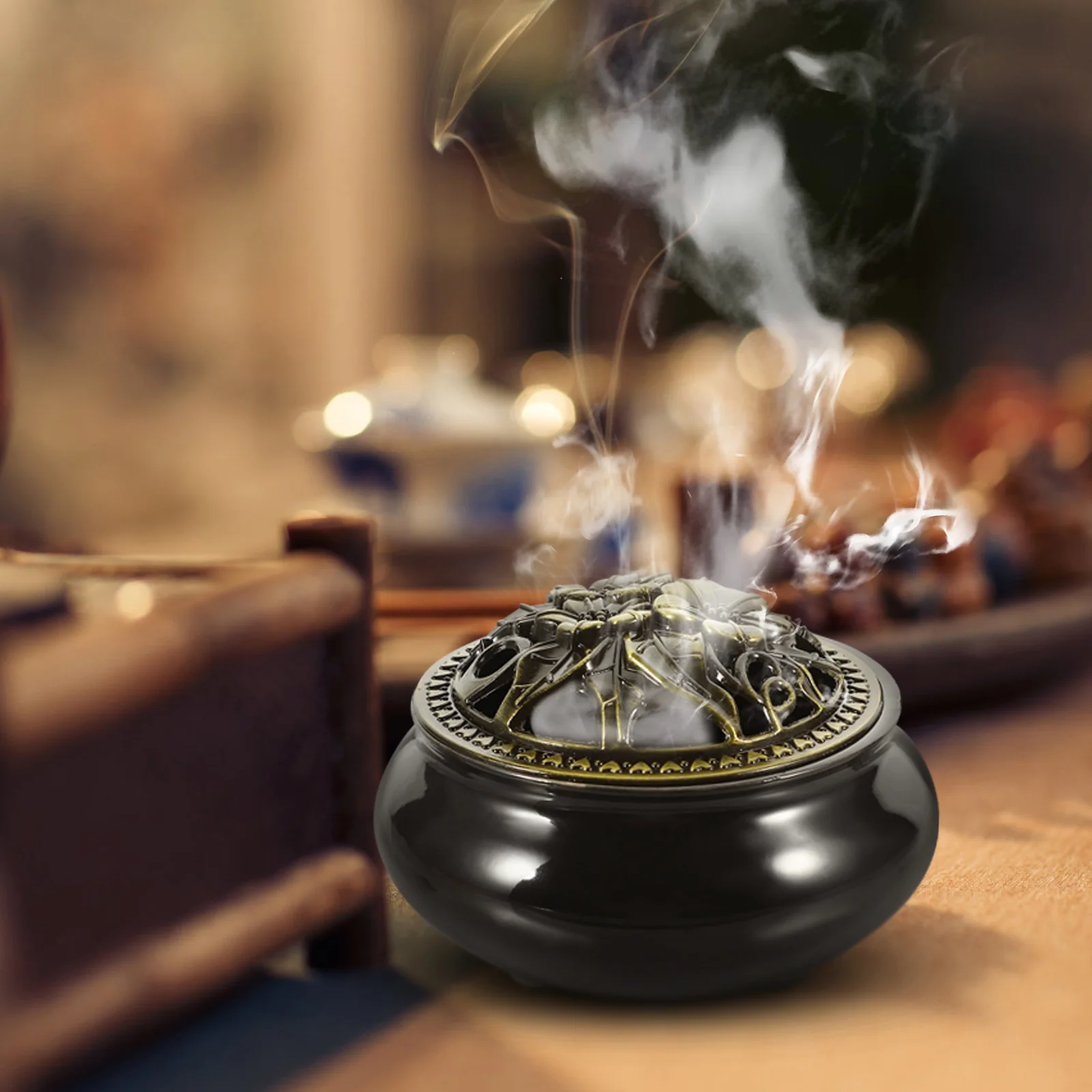 

Ceramic Iron Incense Burner for Home Office Decor Aroma Stove Diffuser Desktop Censer Small Elegant Incense Holder