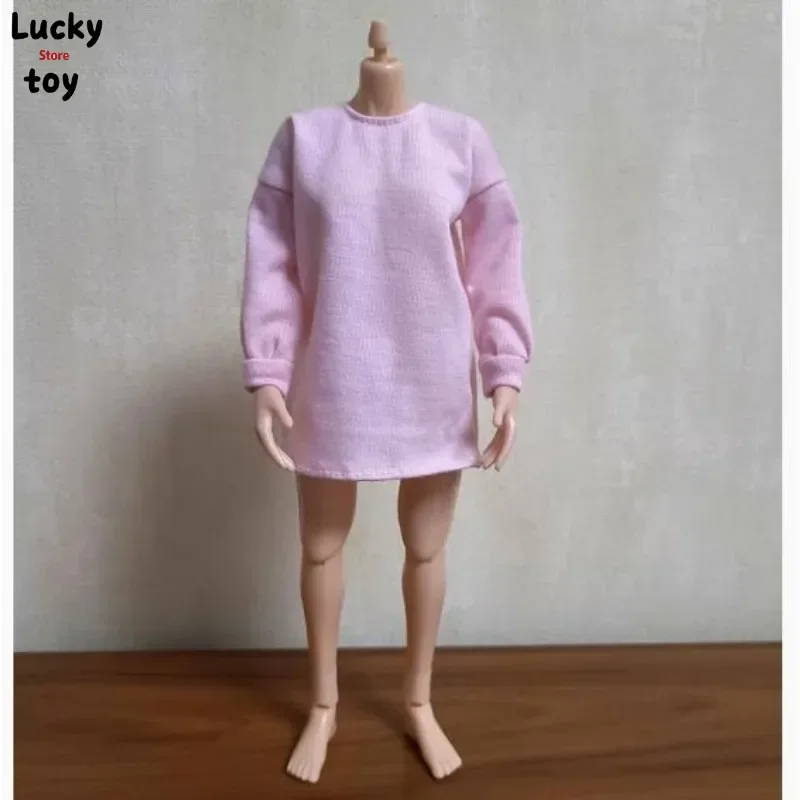 1/6 Scale Girls Pink Casual Leisure Long Sleeve Dress Skirt T Shirt Model for 12''Figures DIY Accessories