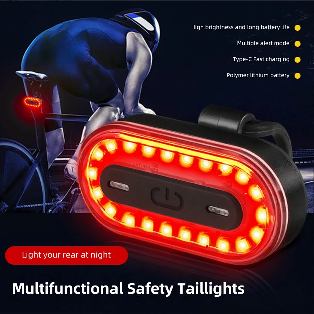 Type C USB Recharge IPX6 Waterpoof Bike Lamp With Memory Mode RGB Bike Tail Light 14Modes Colorful Bicycle Rear Taillight