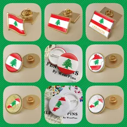 Lebanon Lebanese Map Flag National Emblem National Flower Brooches Badges Lapel Pins