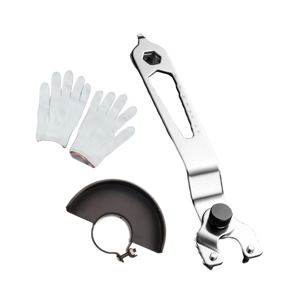 Adjustable Multifunctional Angle Grinder Wrench With Cover And Gloves For Dismantling Angle Grinder Marble Machine Flange Wrench