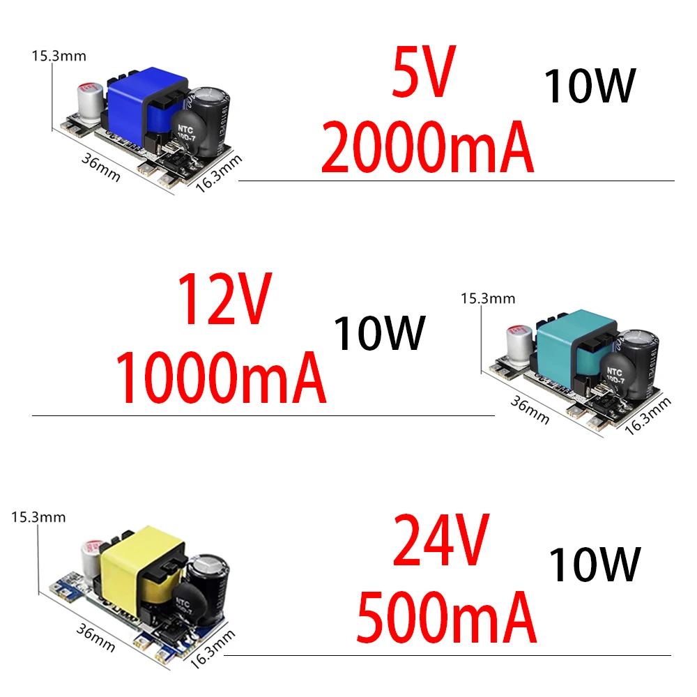 AC-DC 5V 2000mA 12V 1000mA 24V 500mA 10W Convertitore buck di precisione AC 220V a 5V DC step down Modulo di alimentazione trasformatore