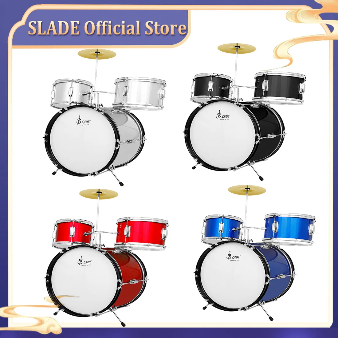 SLADE Children's Drum Set Jazz Drum Set  for Early Childhood Education Percussion Drum Toy Set Boys and Girls Christmas Gift