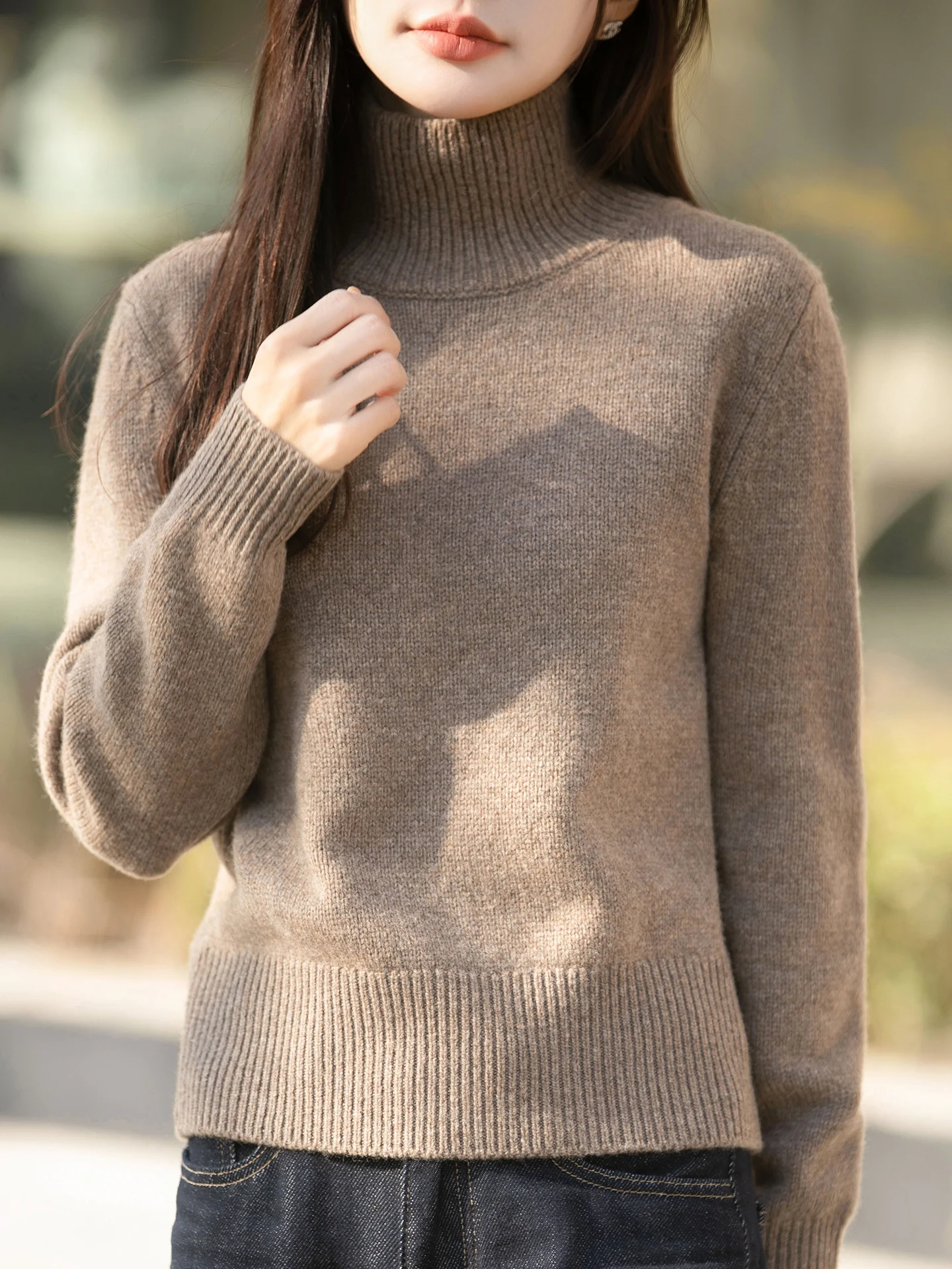 

Women's Loose Long Sleeve High Neck Knitted Sweater Double Sided Wear Casual Style Autumn Winter Fleece Warm Button Back Base...