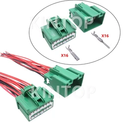 1 Set 16 Pins 7282-6453-60 7283-6453-60 Auto AC Assembly Wire Cable Connector with Wires Car Male Plug Female Sockets