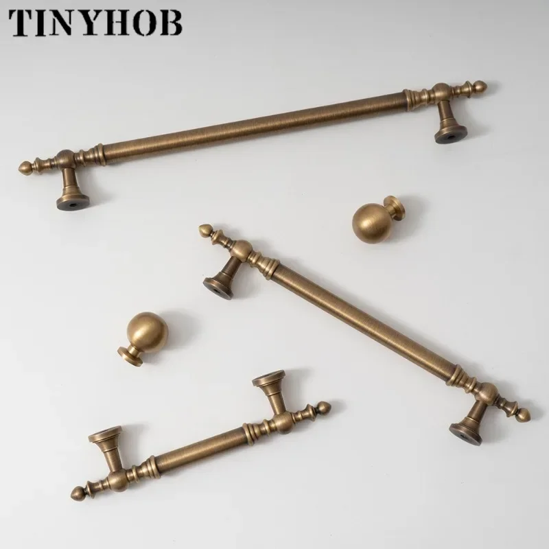 Vintage Bronze Solid Brass  Handles for Bedroom Kitchen Cupboard Cabinets Door Knob Wardrobes Furniture Hardware 224mm