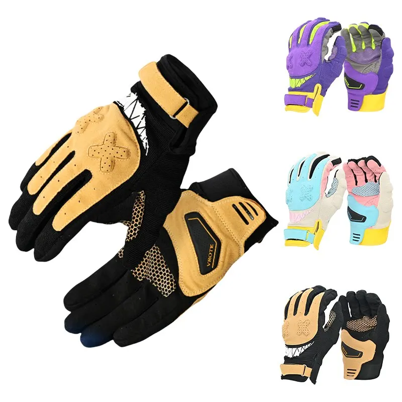 Gants de moto écran tactile hommes femmes vtt gants de vélo course fitness gym équitation moto gants de vélo macaron couleur