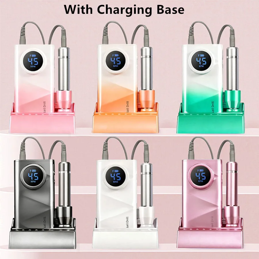 Cosprysmal 45000RPM Rechargeable Cordless Nail Drill, Electric Nail File for Acrylic Removing, Salon & Home Nail Art Tool