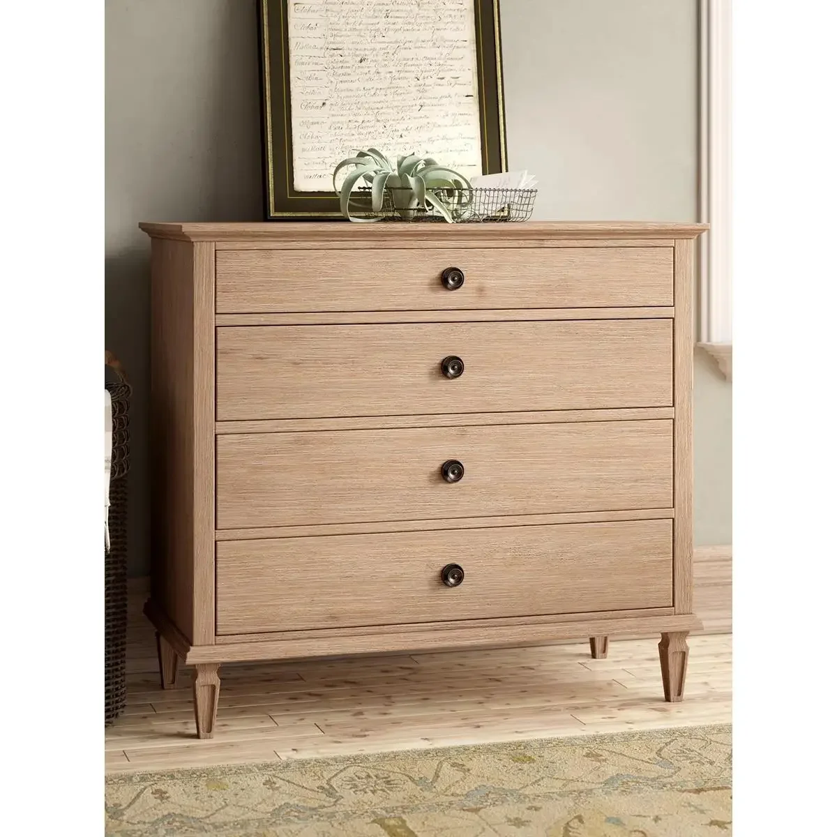 American country solid wood bedroom bedside table bedside living room drawer storage cabinet simple