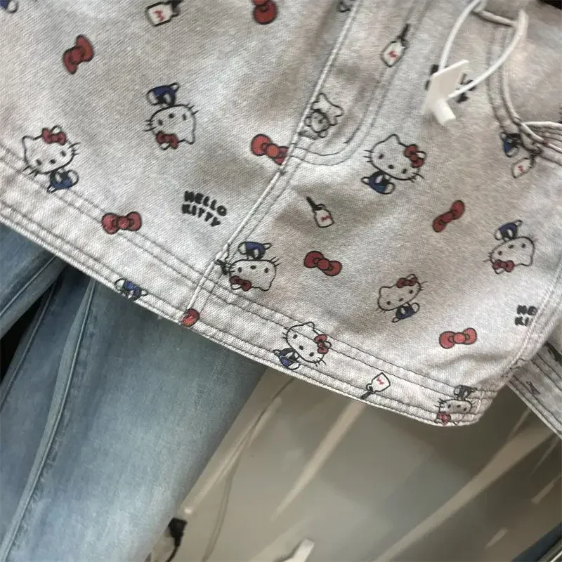 2026 Anime Hello Kitty Bow Printed Denim Skirt for Women Spring Summer New Hip Wrapping Fashion Mini Skirt Kawaii Cute Gift Ins - view 5