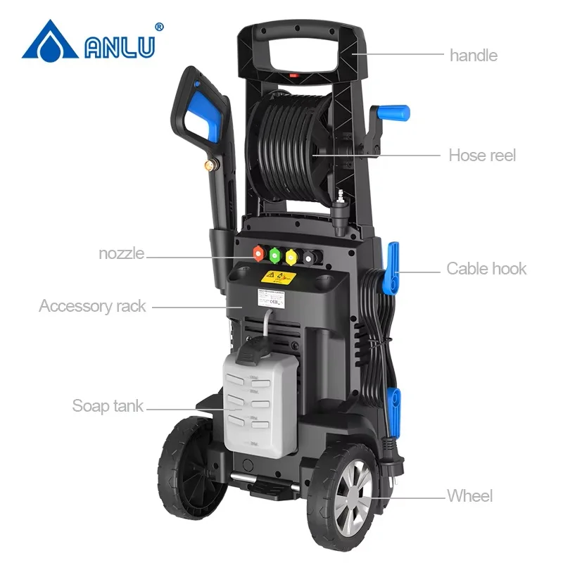 ANLU VCA-150P Household Electric Washer 220V 3.2KW High Pressure Car Washing Machine 225bar 9.3LPM Wheeled Cleaning Machine