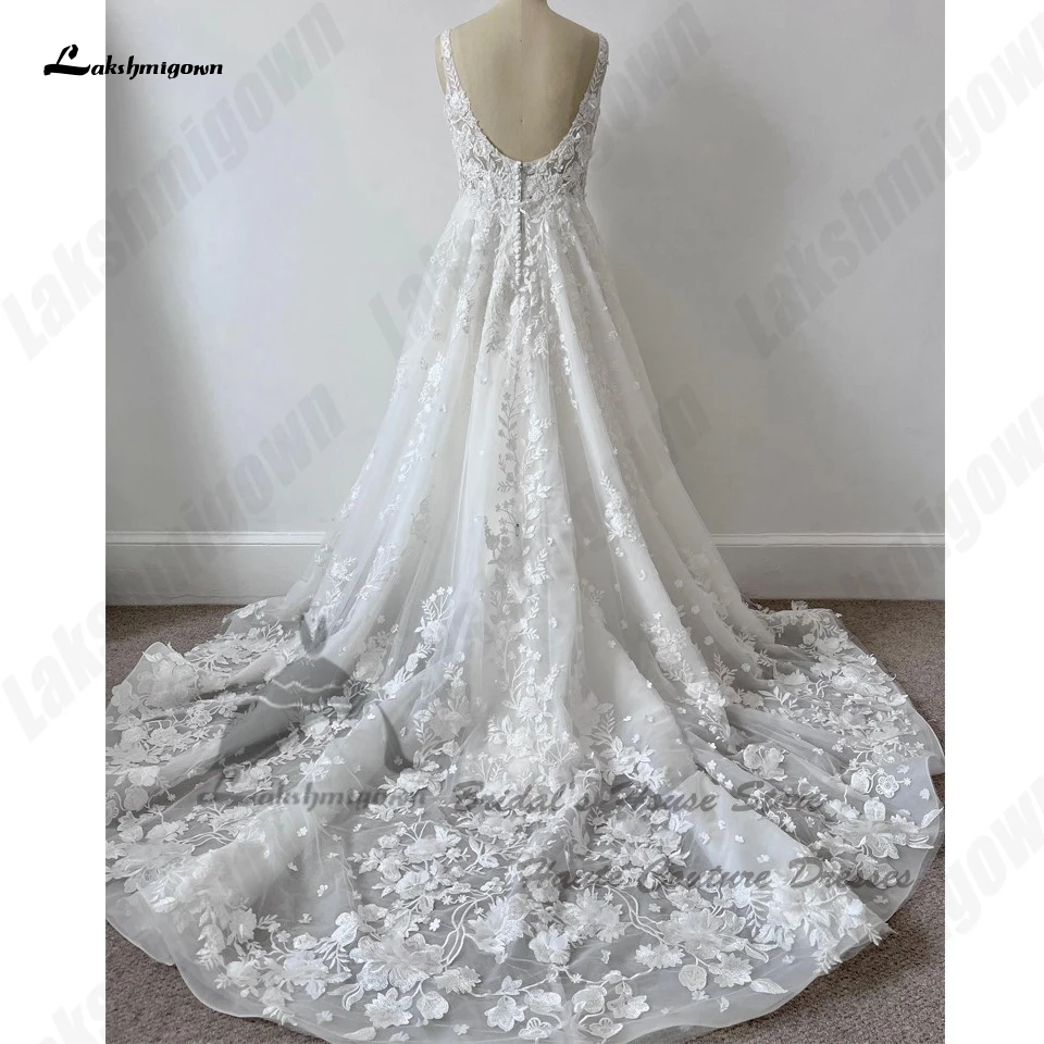 Lakshmigown-vestidos de casamento princesa, apliques de renda, vestidos de noiva vintage, decote quadrado, 2023