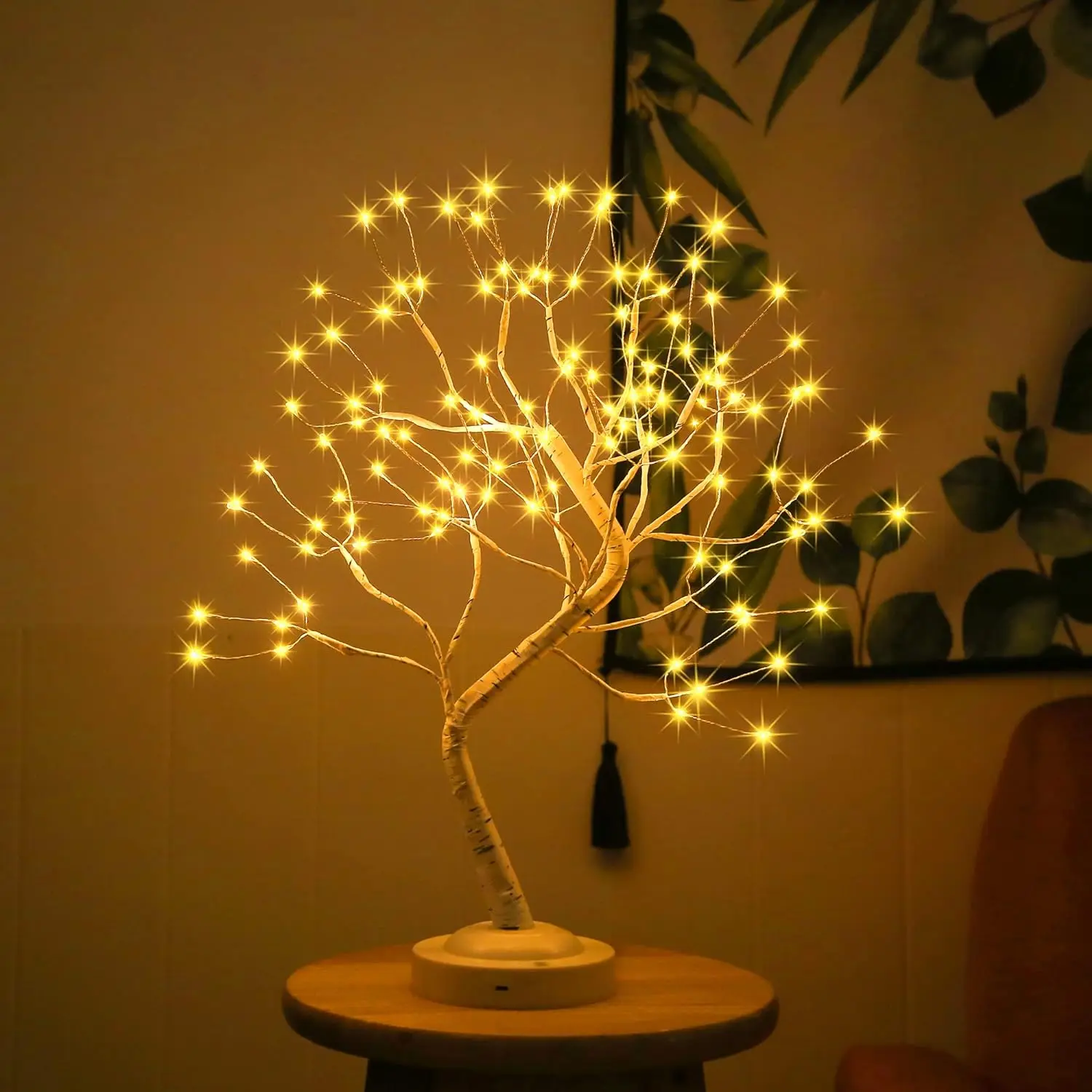 8Modes LED Birch Bonsai Tree Night Light Mini Christmas Tree Tabletop Lamp USB/Battery Bedside Fairy Night Lamp Room Decoration