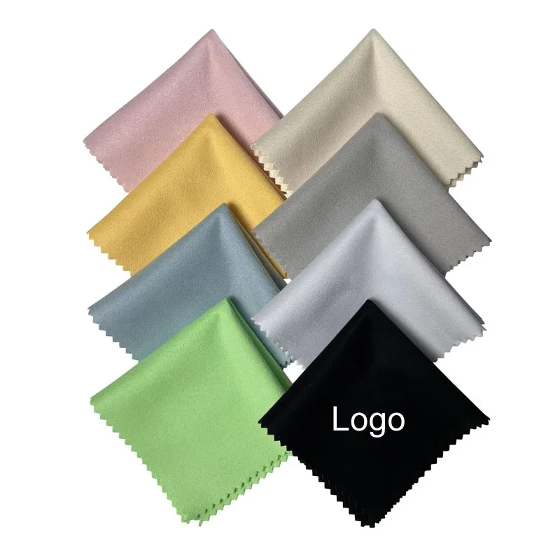 100Pcs/lot 8x8 10x10 15x18 15x15cm Soft Microfiber Suede Glasses Cloth Wipe Napkin Jewelry Cleaning Cloths Custom Printing Logo