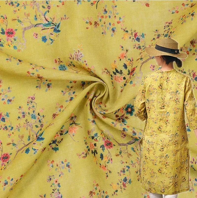 

Natural Lion Thin Linen Green High Quality Ramie Comfortable Cloth Fabric Summer Pure Chinese Style Dress Abaya Diy Robe Tissu