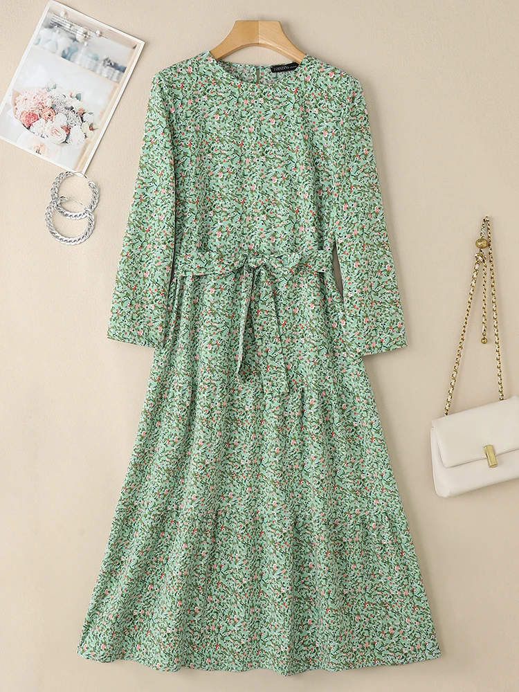 2025 Autumn Floral Print Dress ZANZEA Stylish Women Long Sleeve Robe Bohemain Loose Sundress Muslim Abaya Eleagnt Work Dresses