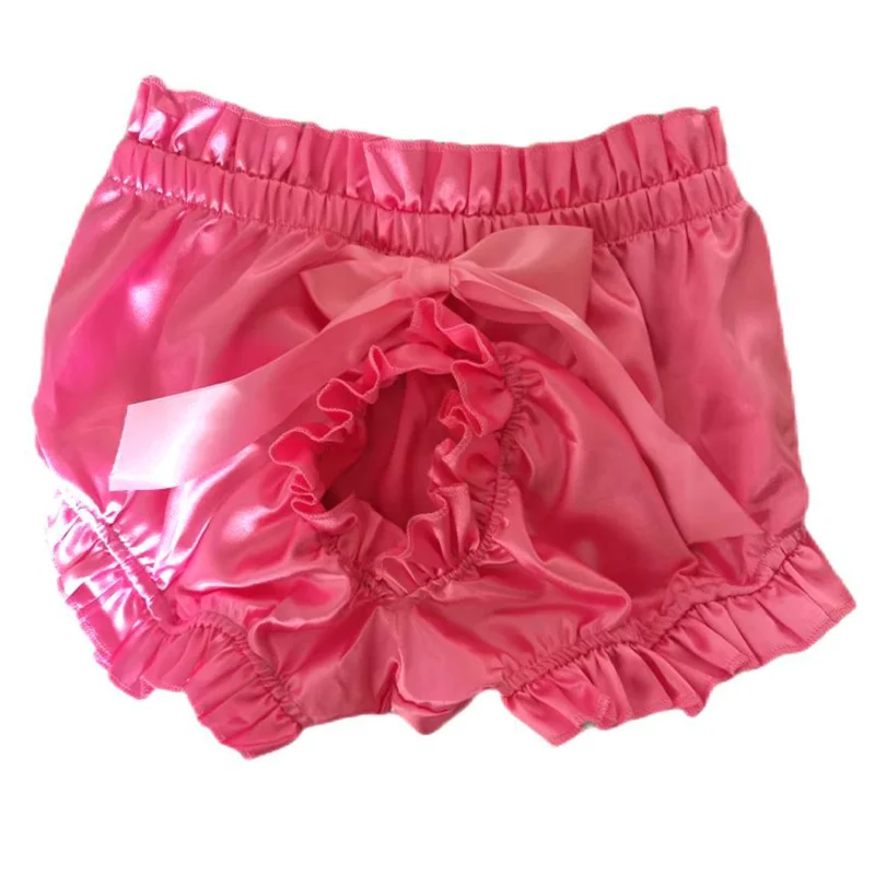 Francese Sexy adulto personalizzato fetishismo Crossdressing Sissy rosa raso apertura posteriore Sexy papillon pantaloncini Multi colore