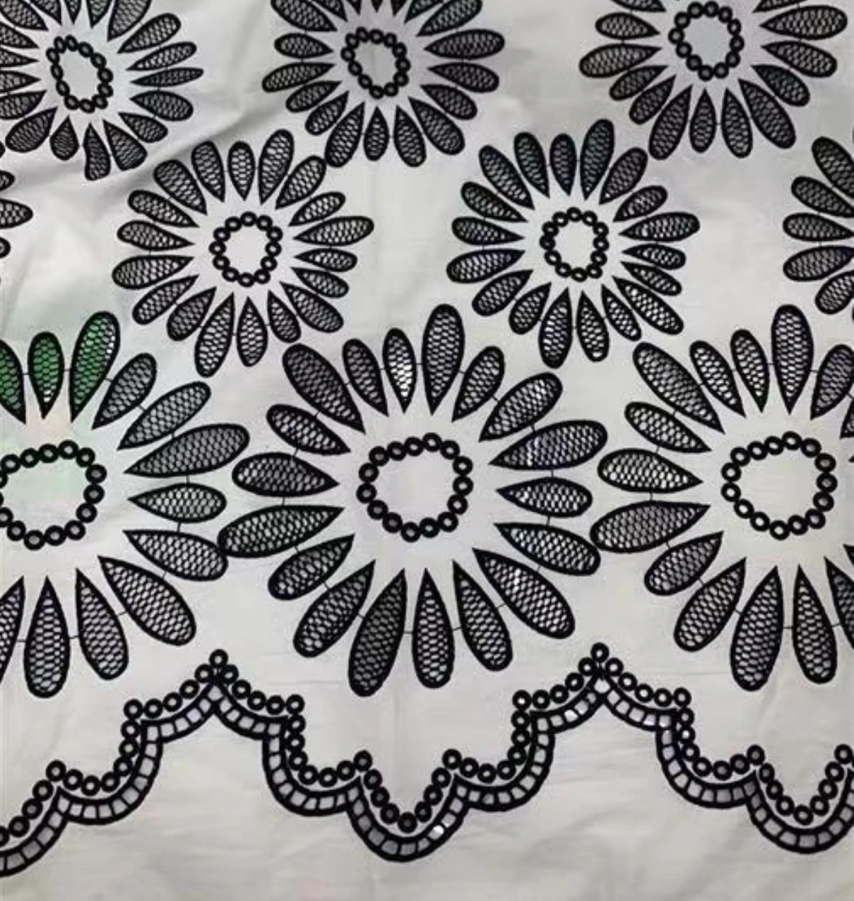 

New Single Side Sunflower Cotton Eylect Hole lace skirt clothing dress fabric DIY women's cotton embroidered lace cloth