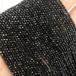 Natural Faceted Black Spinel 100% Shiny Bright Quality Loose Round Beads 2/3/4/6MM 15Inch For Jewelry Making Bracelet Necklace