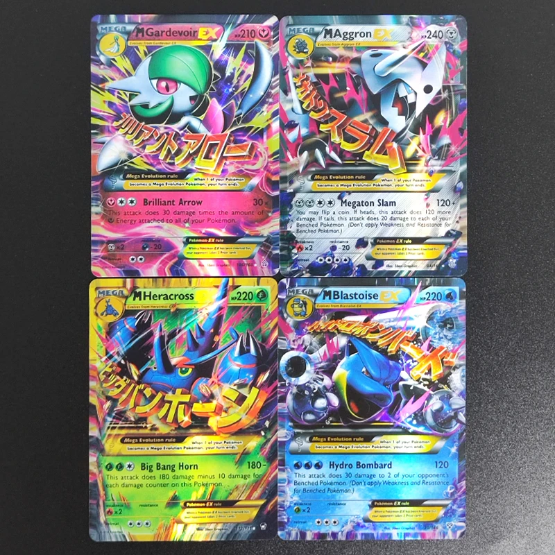 20PCS/Set DIY PTCG English Venusaur Charizard Gengar Lucario Metagross Ampharos Blastoise EX Hobby Collection Card Toy