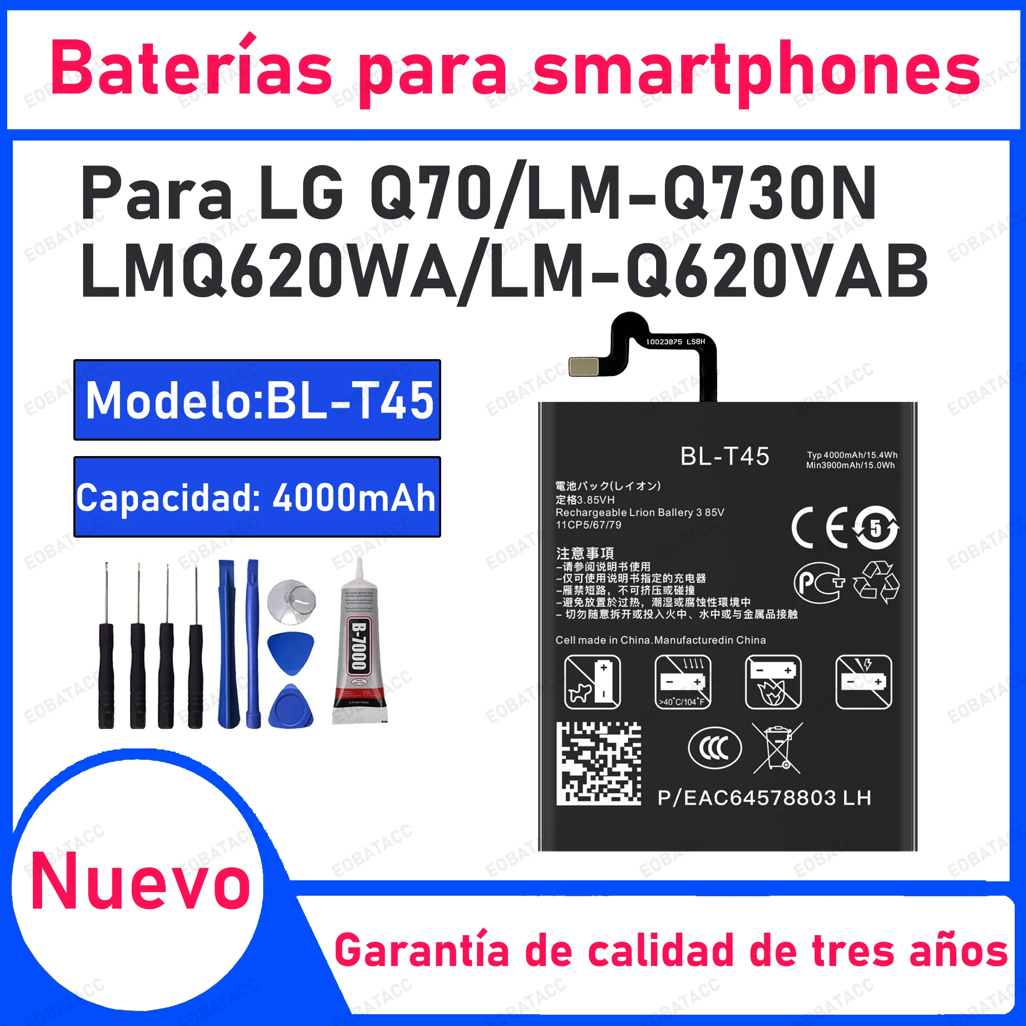 

100% New 4000mAh BL-T45 Battery For LG Q70/LM-Q730N Replacement Bateria+Free Tools