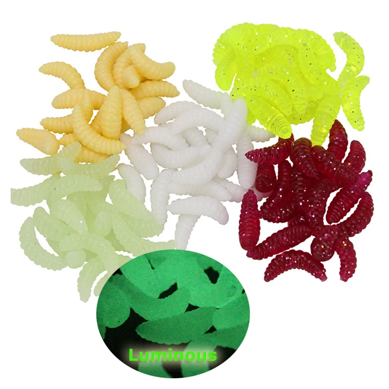 25/50PCS/lot 0.5g/2.4cm Super Soft Bee Maggots Smelly/Flavored Worm Lure Mealworm Soft Surf/Lure Fishing Soft Bait Lures Red