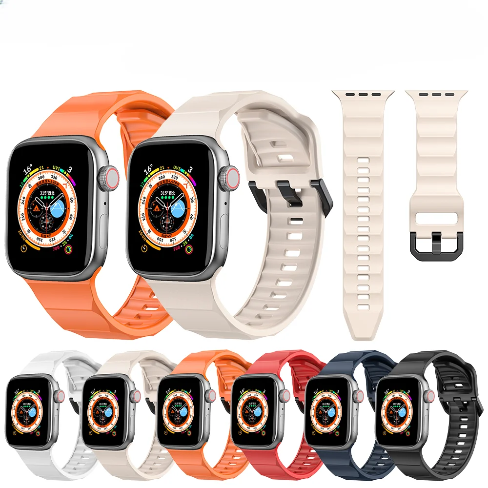 

Suitable for Apple Watch12345678/Ultra Wave Pattern Fluorine Rubber Sports Iwatch Band