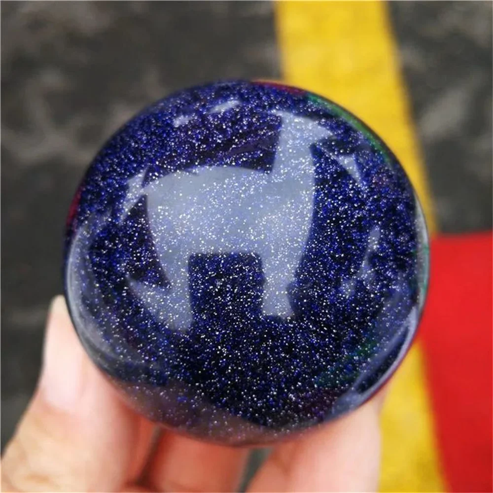 1pc Stunning Blue Golden Sandstone Crystal Ball - Polished Sphere for Home Decor, Perfect Gift for Friends & Family