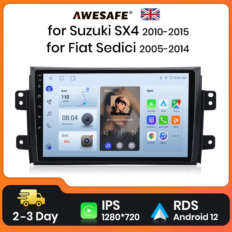 AWESAFE Wireless CarPlay Android Auto Radio For Suzuki SX4 2006-2013 Fiat Sedici GPS Navigation Stereo Car Intelligent Systems