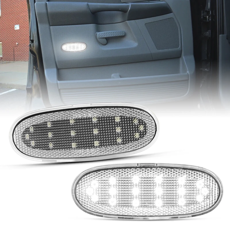 2 uds para Dodge Ram 1500 2500 3500 4500 5500 Durango Chrysler Aspen blanco LED Interior lámpara de cortesía Panel de puerta Reflector de luz