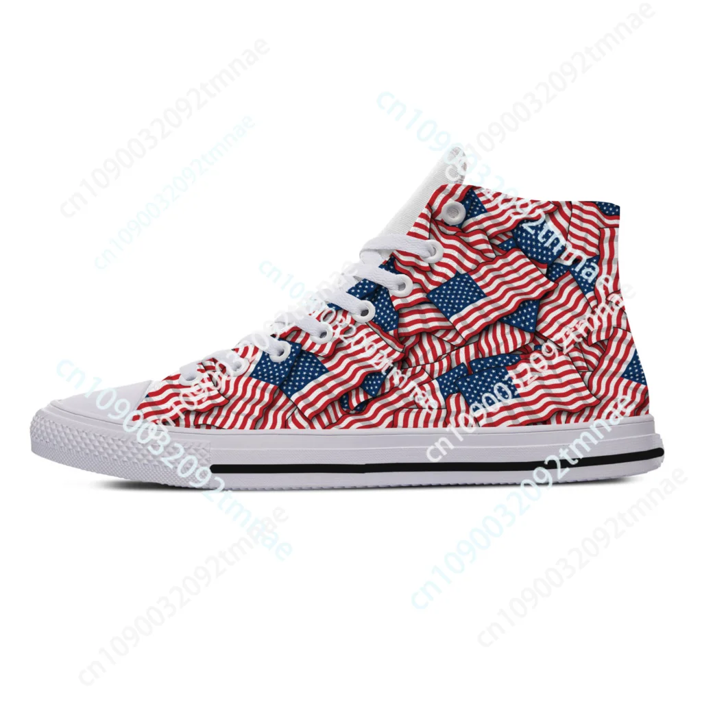 Hot Summer Summer Woman Man Powerful America Breathable Lightweight Sneakers Board Shoes Quality High Help USA Flag Custom Shoes