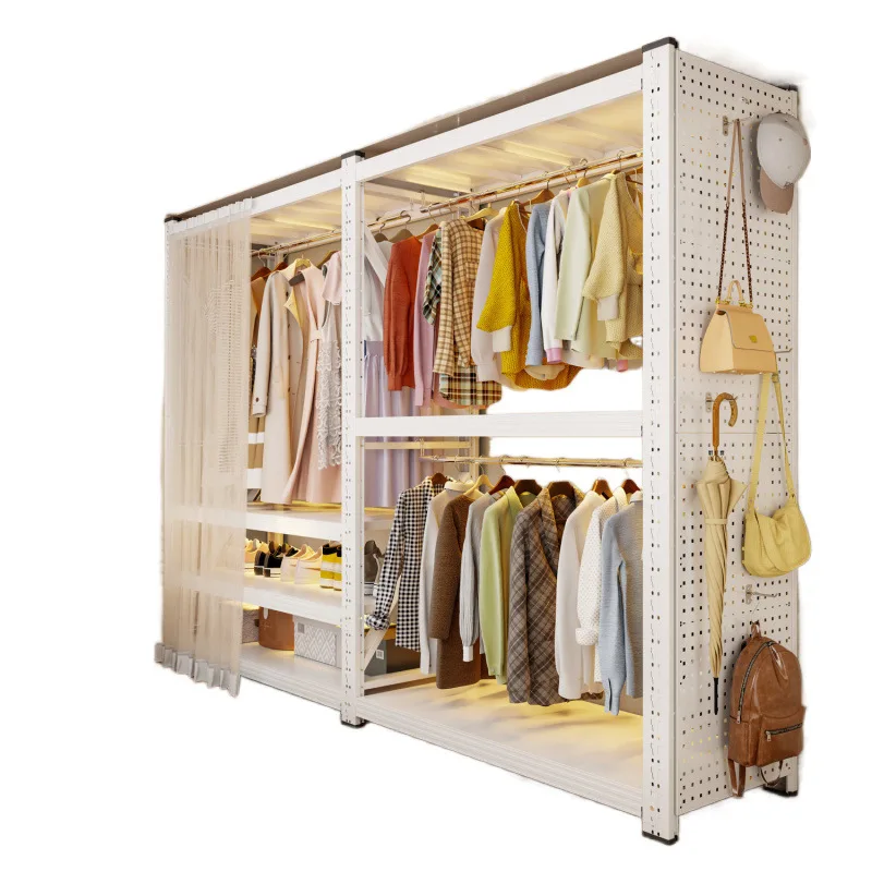 

Shelf type, wardrobe, simple, hanger, combination, floor, multi layer.