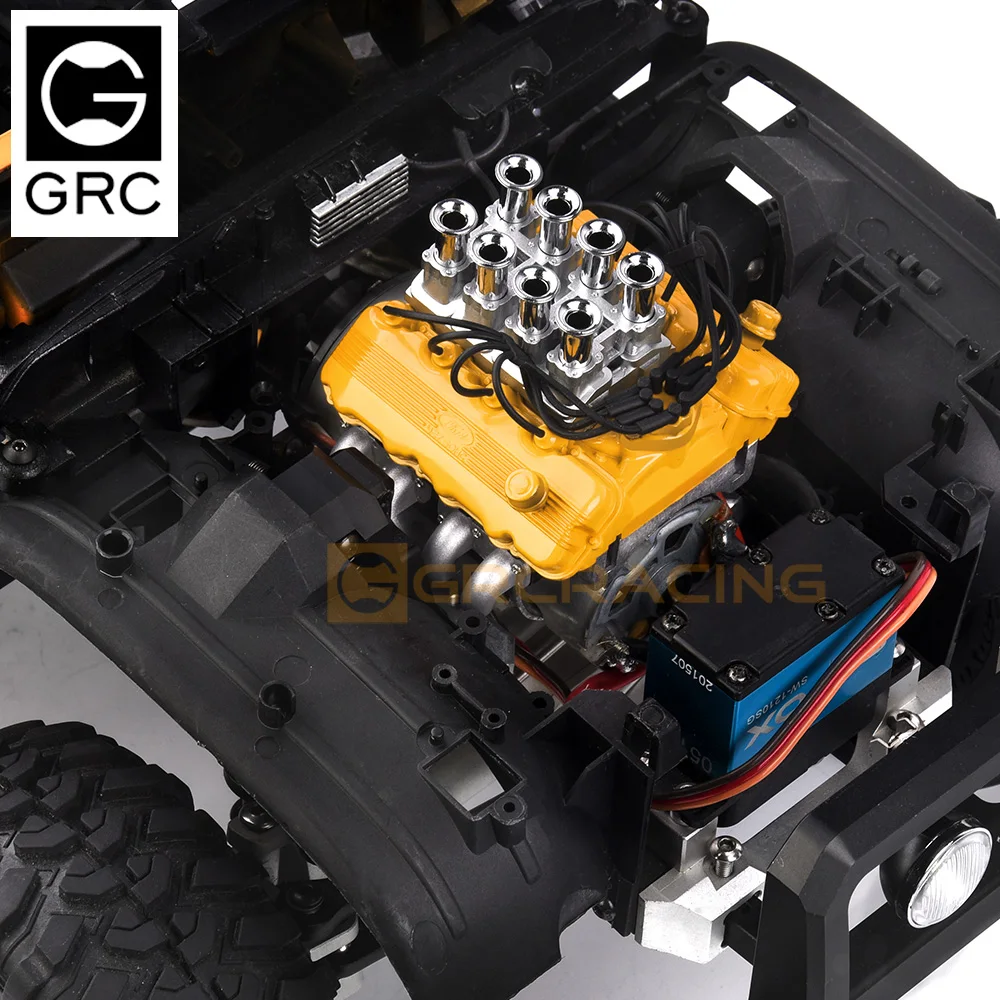 GRC 1/10 simulated V8 engine hood FST motor fan radiator suitable for 1/10 RC remote control car TRX-4 scx10 90046 modification