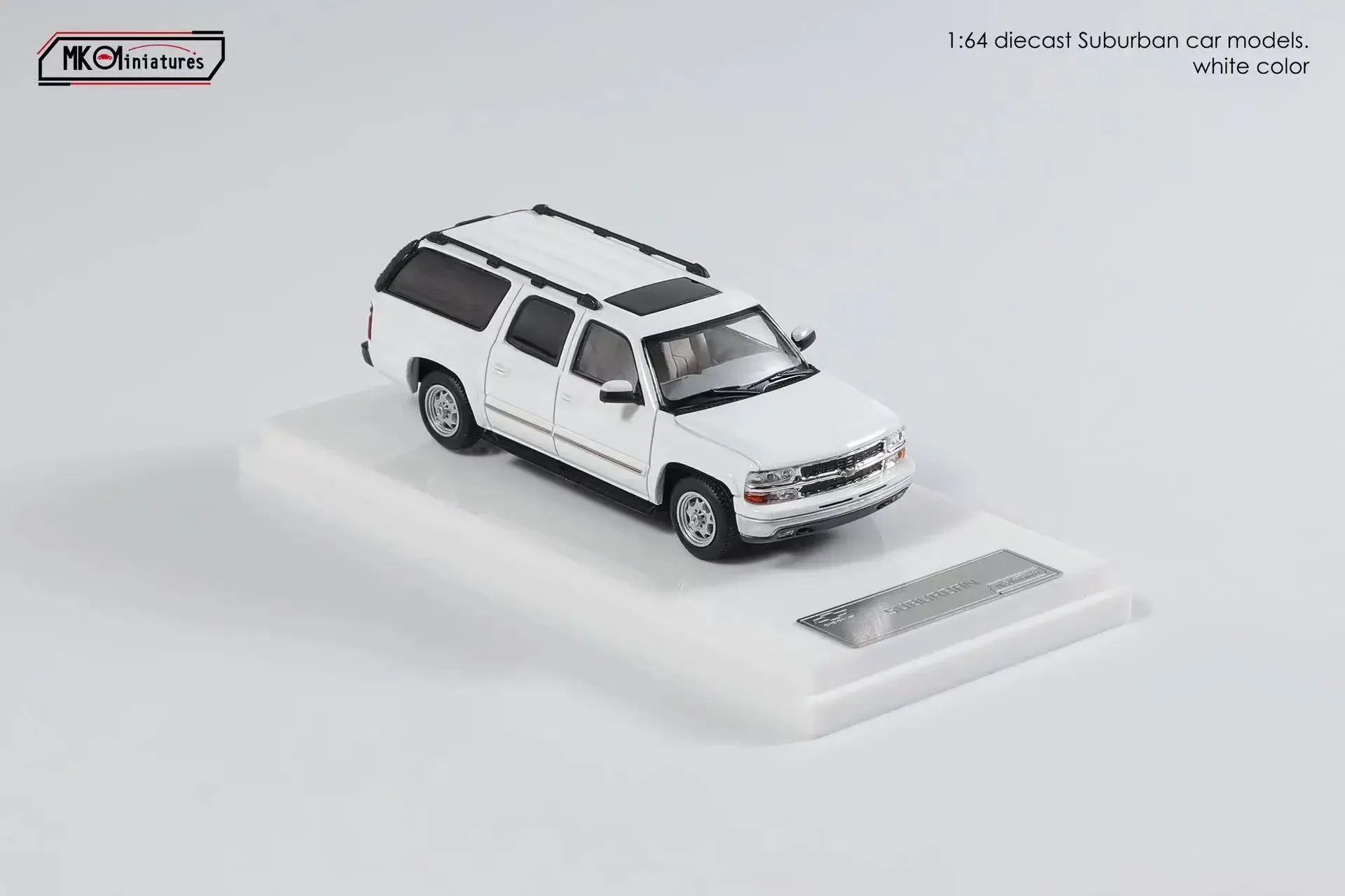 MK Miniatures 1:64 2003 Suburban Diecast Models -white color  Diecast Model Car