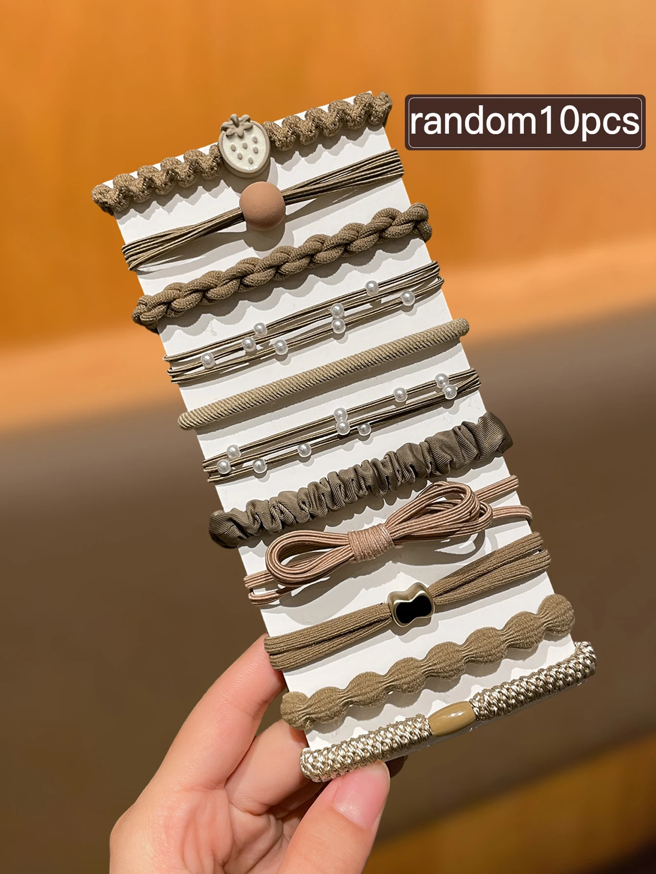 랜덤 10개 여성 스타일, 나이를 줄여주는 다용도, 높은 포니테일 머리끈, 일상 사용에 적합, 여성 헤어 액세서리