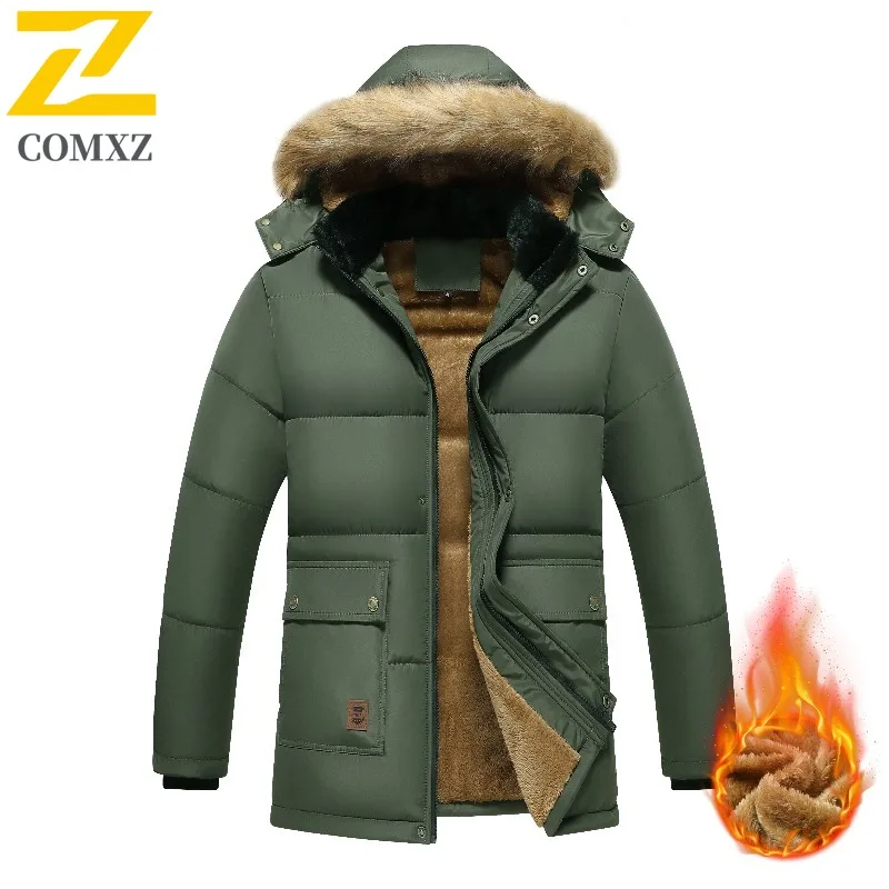

COMXZ Мужская уличная стеганая куртка Многофункциональная рабочая утолщенная теплая парка с капюшоном для отдыха и кемпинга Легкое удобное зимнее пальто