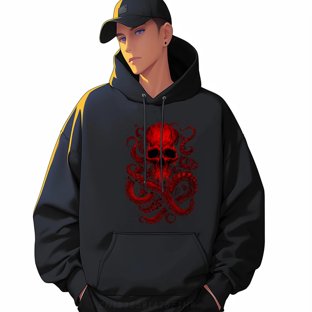 

Octopus Skull Monster Red Krakens Cthulhus Cool For Men New Hoodie Women Men Clothes Christmas Sweater