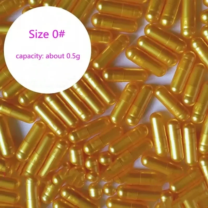 

Wholesale 10000PCS High-end Gold Empty Edible Gelatin Capsule Shell Ten Thousand Standard Size 0# Seperated Empty Capsules