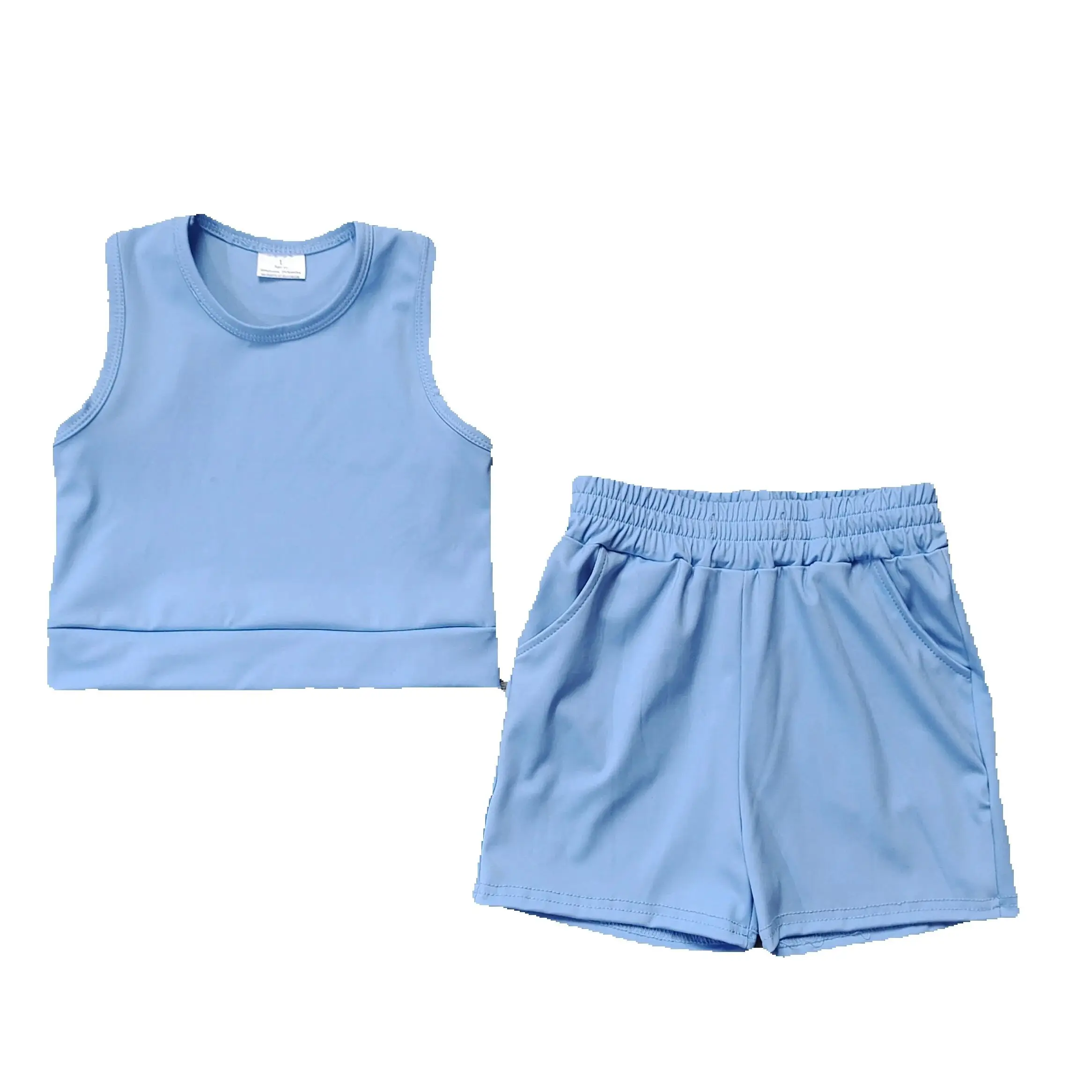 GSSO2132 pre-order baby girl clothes blue toddler girl yoga summer outfit-real pic