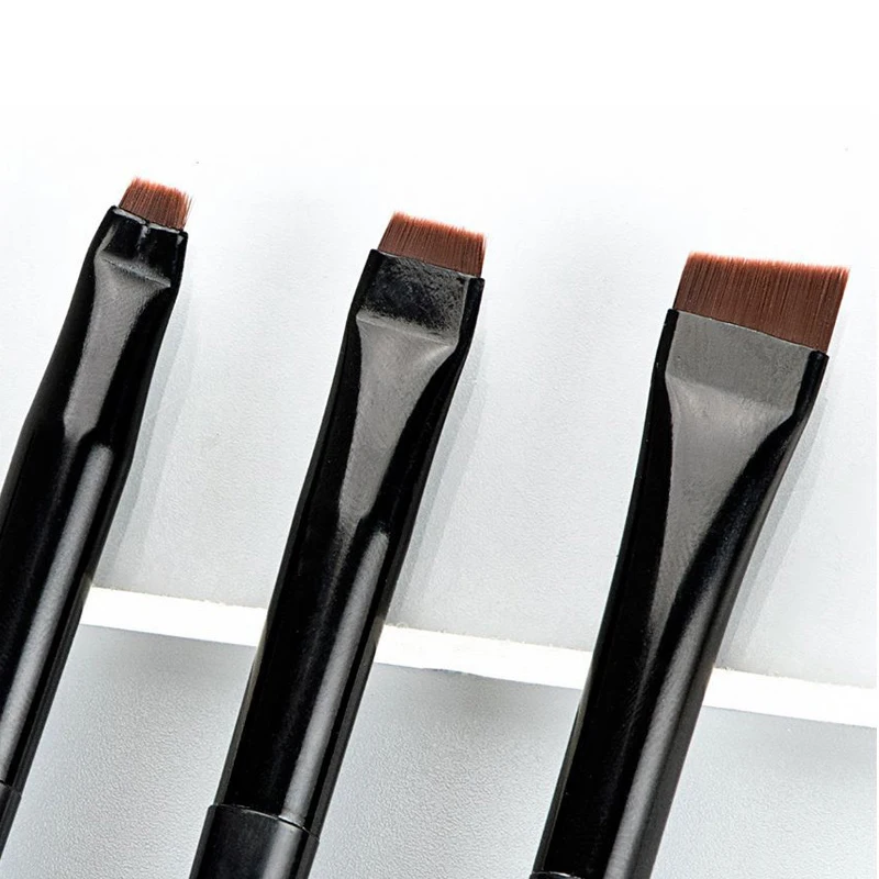 3 piezas delineador de ojos cepillo de cabeza oblicua cepillos de cejas debajo de los ojos detalle corrector cepillo maquillaje portátil herramientas de belleza