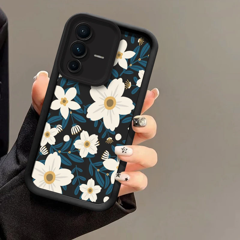 Vivo V60 للصدمات رشاقته جراب هاتف ل Vivo V50 V27 V25 V23 V23E V40 Pro V30 SE V30E V29E V29 V27E ريترو زهرة طباعة غطاء #5