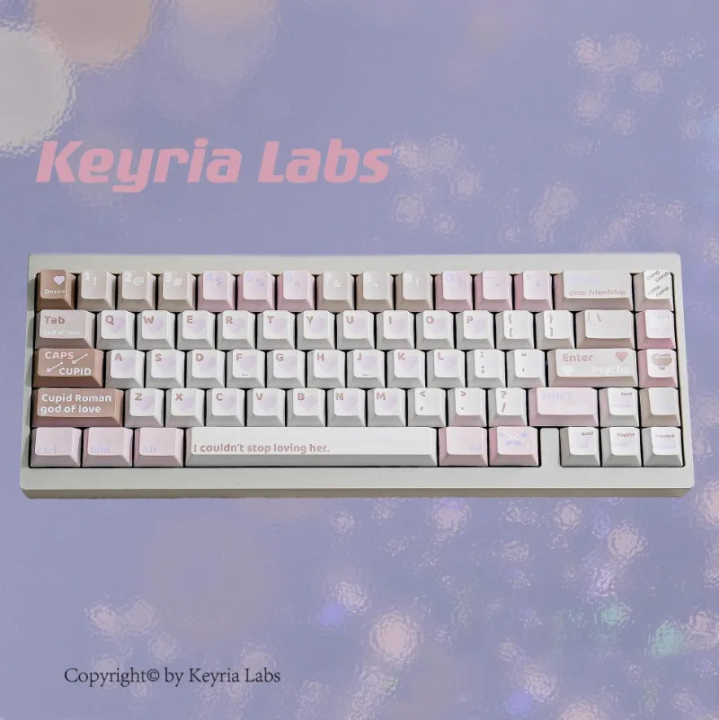 

Cupid Theme Key Caps Set Cream & Light Curry 151 Keys PBT Dye Sublimation Fit 61%-108% MX Switch Keycaps for Mechanical Keyboard