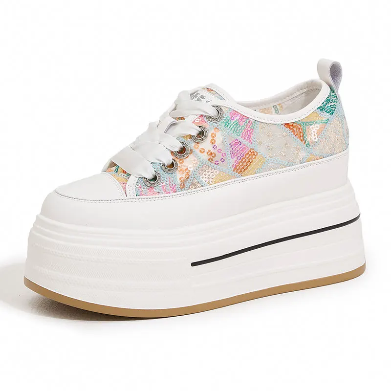 

Женские летние уличные туфли без шнуровки, белые туфли с высоким берцем и толстой подошвой, универсальная обувь на плоской подошве с дышащей сеткой, сандалии